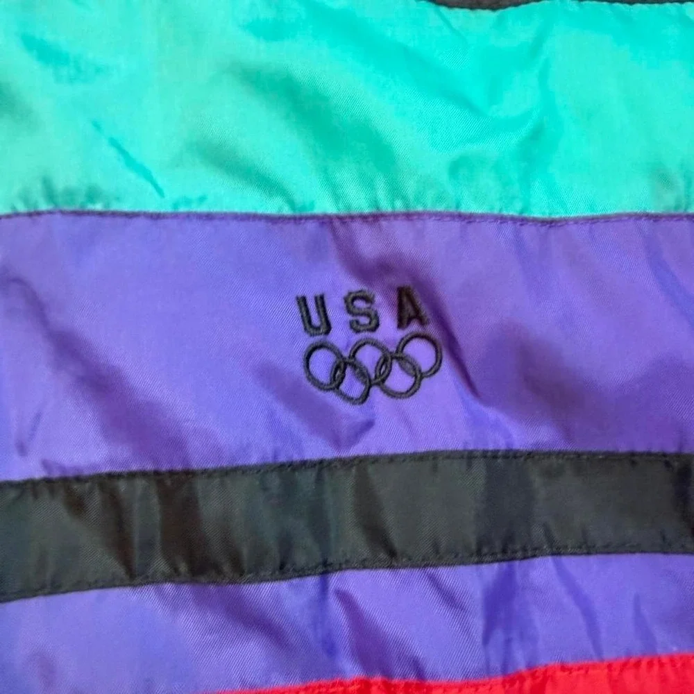 Vintage USA Olympic Windbreaker Jacket Men's Large Colorblock Nylon 90s